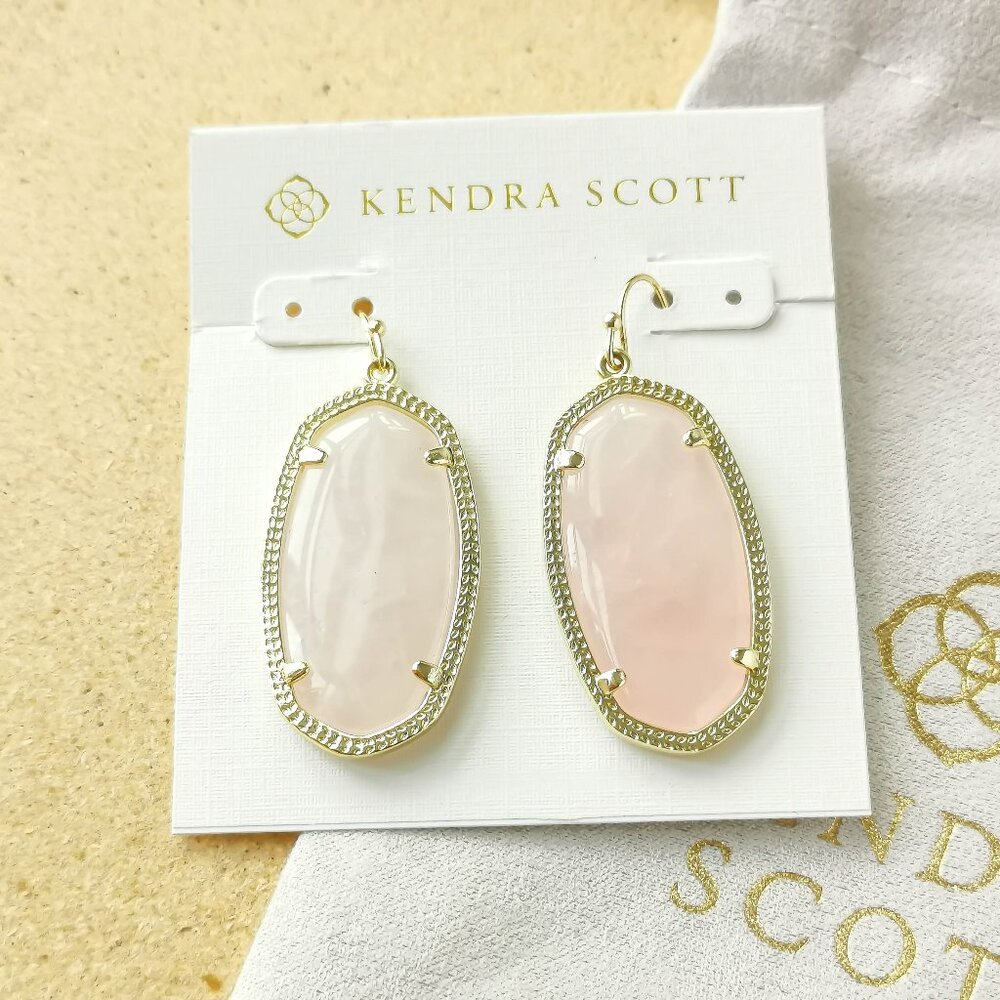 NEW Kendra Scott Gold Rose Quartz Elle Earrings